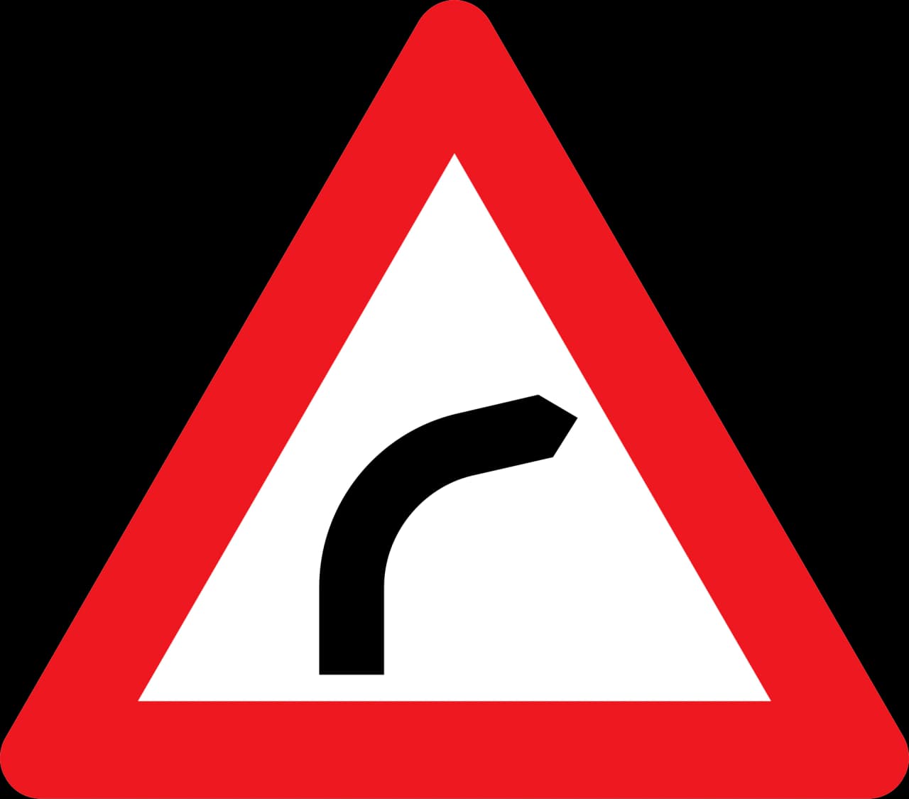 A41.1 - Curve to the right road sign