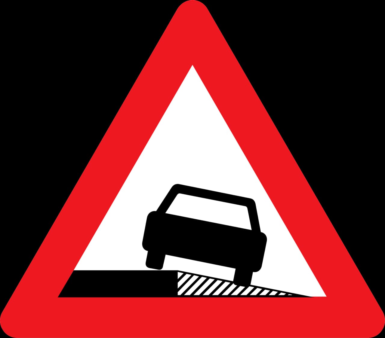 A35 - Dangerous shoulder road sign