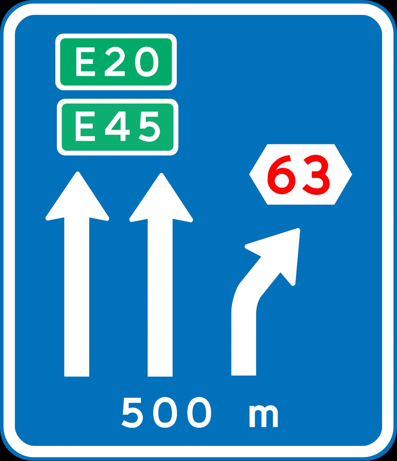 J12 - Lane diagram road sign