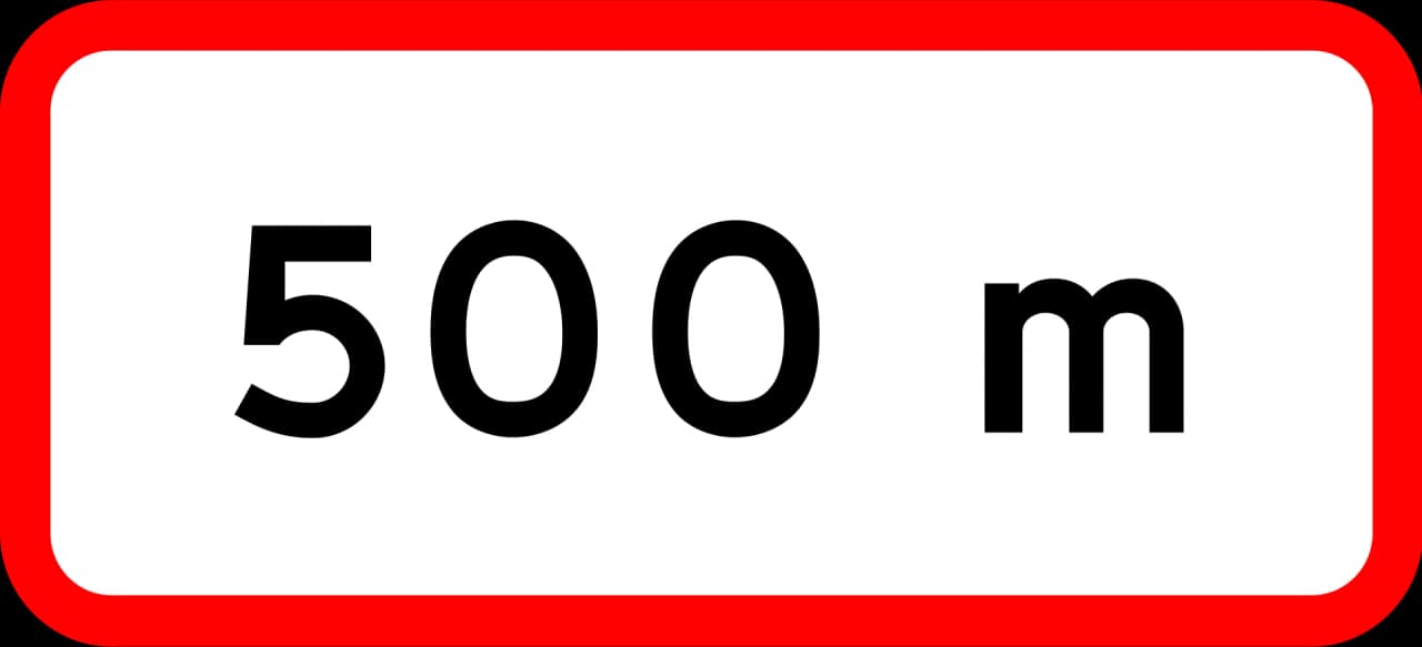 U1.1 - Distance (here in 500 meters) road sign