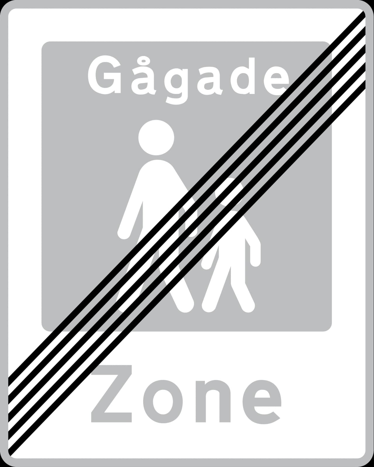E50 - End of Pedestrian zone road sign