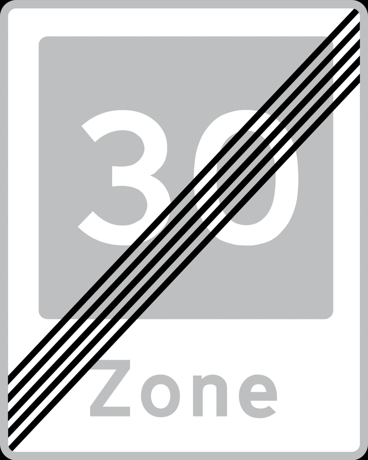 E53 - End of zone with traffic calming road sign