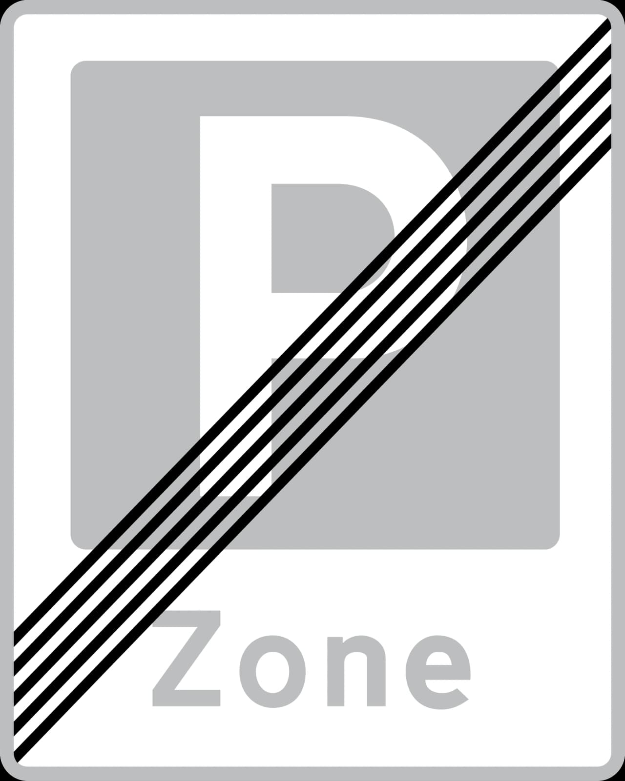 E69.3 - End of zone with parking road sign