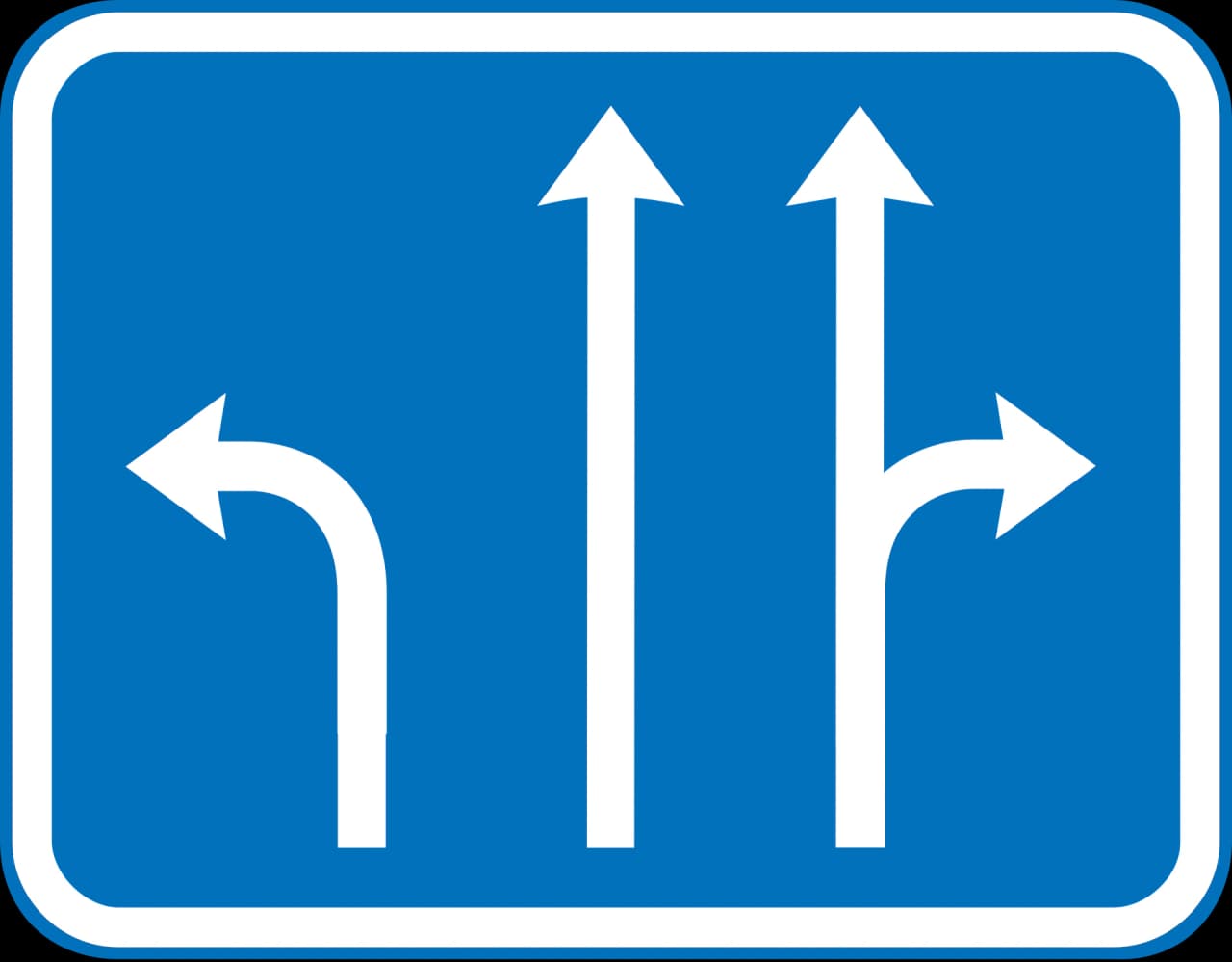 E15 - Lanes at intersection road sign