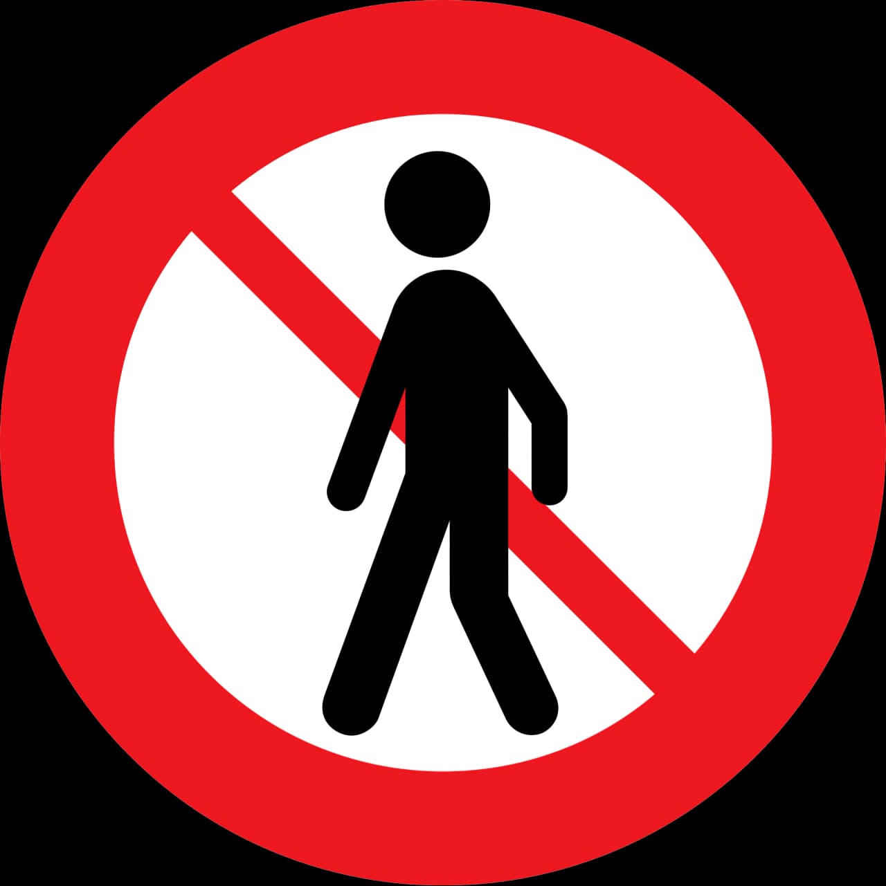 C26.2 - No pedestrians road sign