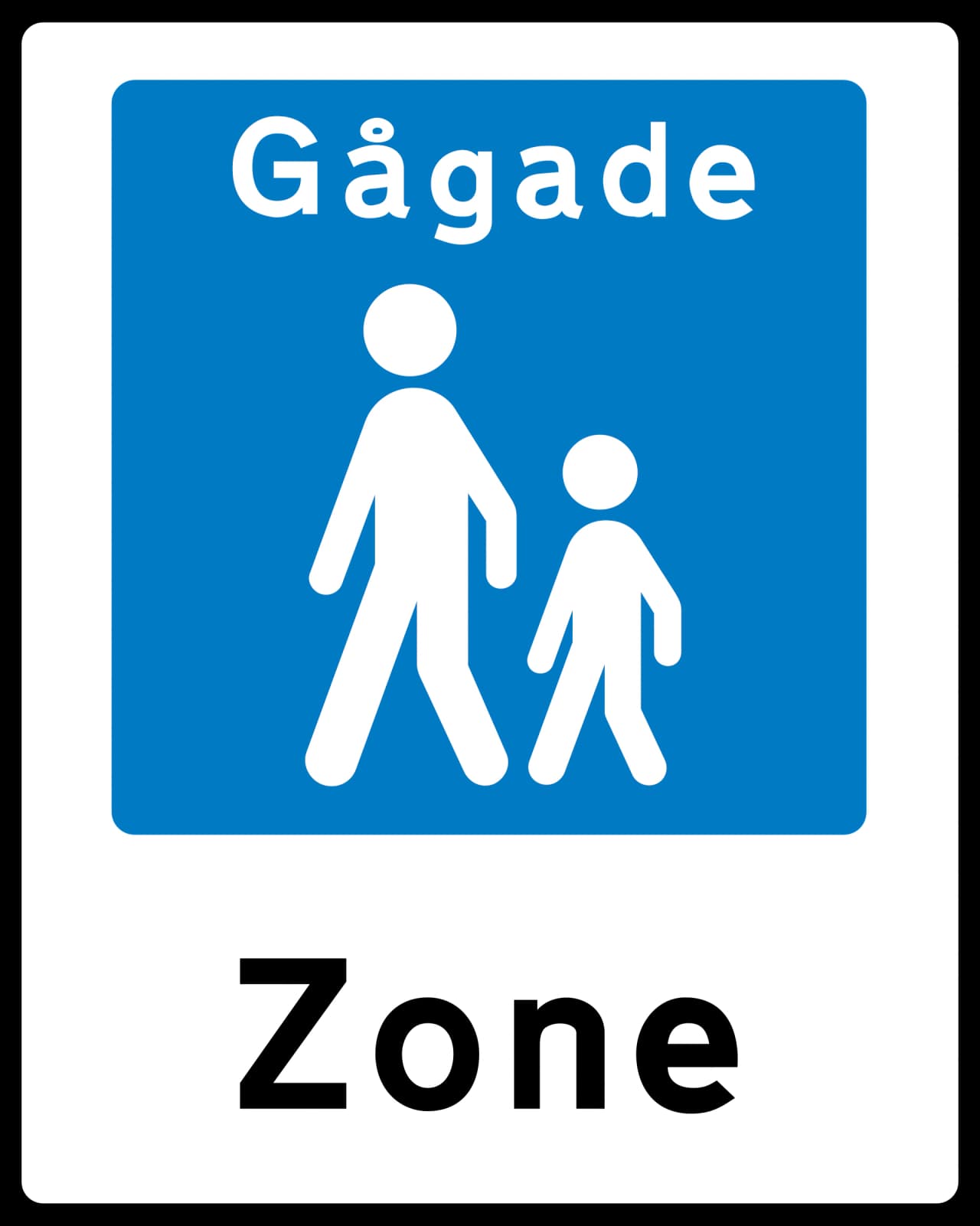 E49 - Pedestrian zone road sign