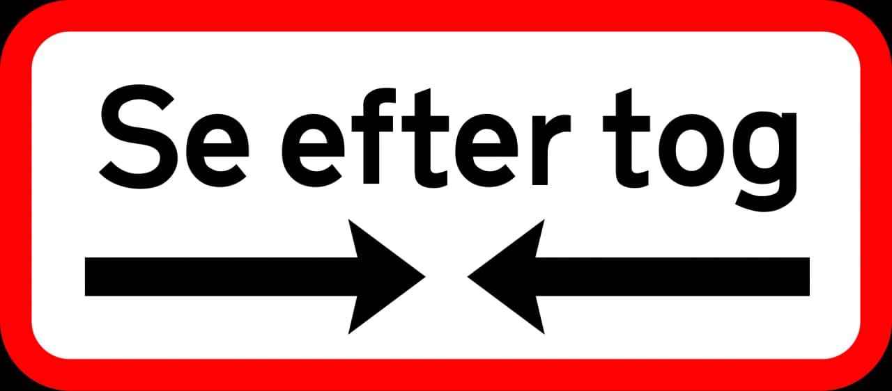 UA72 - Watch out for trains road sign