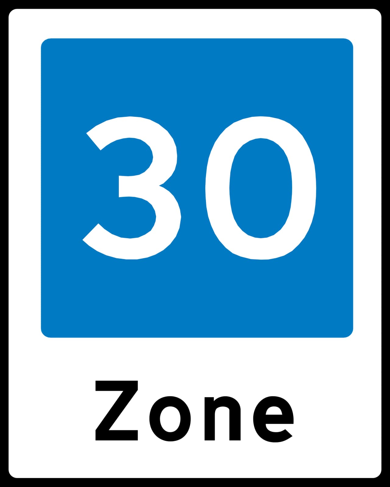 E53 - Zone with traffic calming road sign