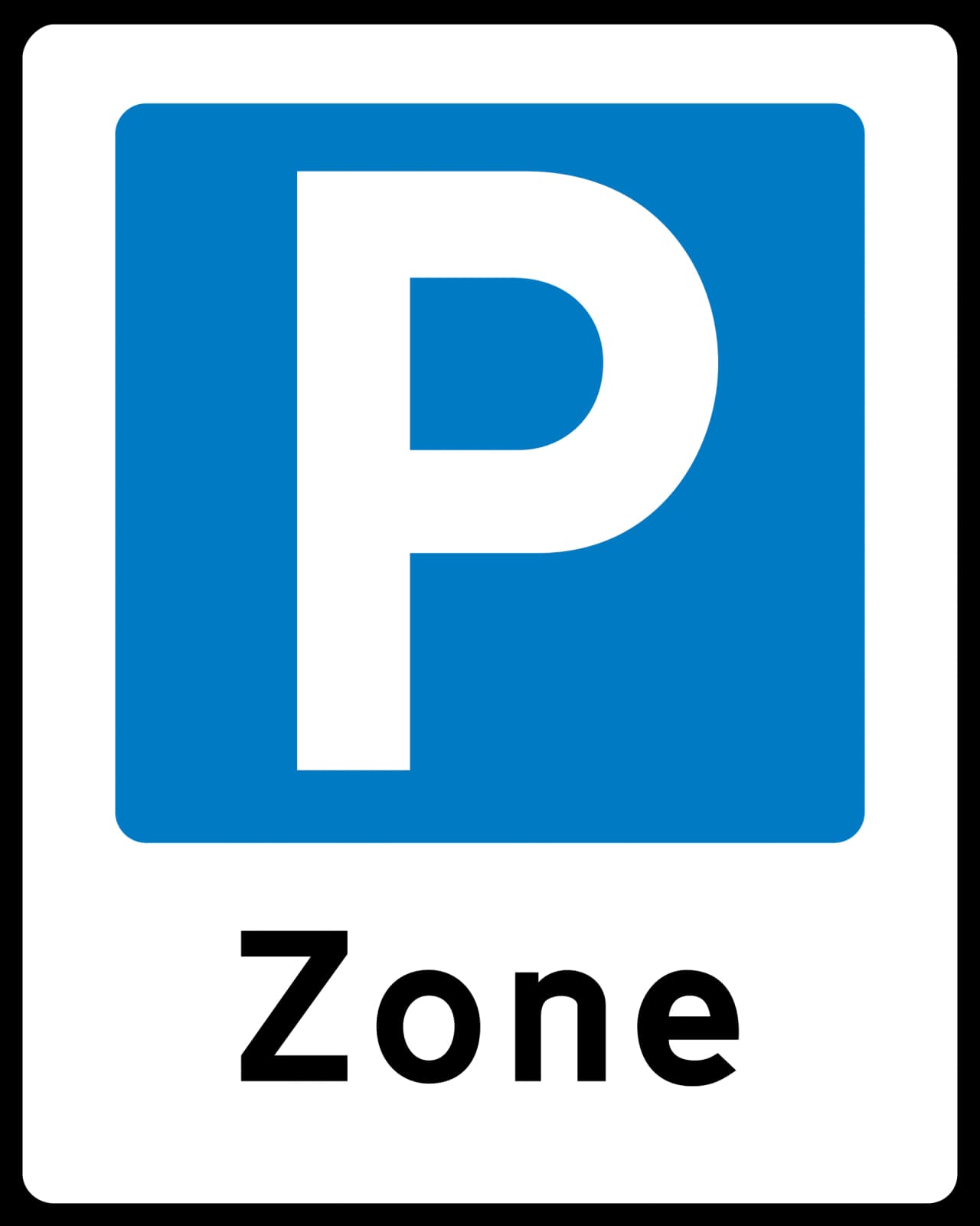 E68.3 - Zone with parking road sign