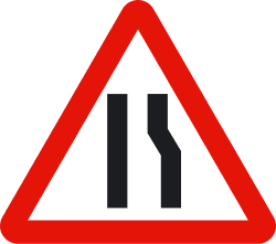 P-17a - Road narrows on the right road sign
