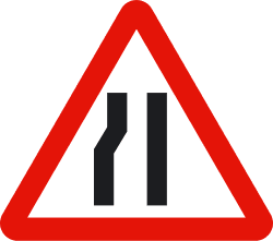 P-17b - Road narrows on the left road sign