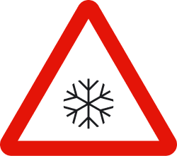 P-34 - Pavement slippery due to ice or snow road sign
