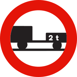 R-112 - No motor vehicles with a trailer, other than a semi-trailer or a single-axle trailer road sign