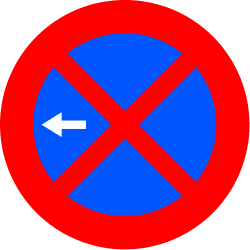 R-307c - No stopping and parking (only left) road sign