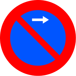 R-308g - No parking (only right) road sign