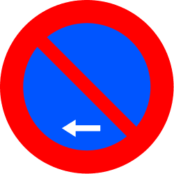 R-308h - No parking (only left) road sign