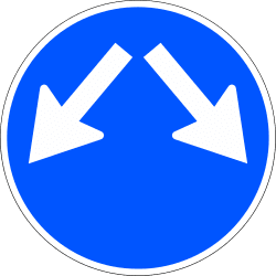 R-401c - May pass on either side road sign