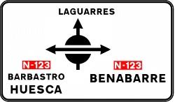 S-202 - Advance Sign for a Split Roundabout from the Secondary Roadway road sign