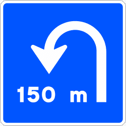 S-22 - Distance to a place which permits U-turns road sign