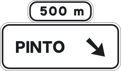 S-230 - Pre-signaling with signs on the carriageway on a conventional road towards a conventional road road sign