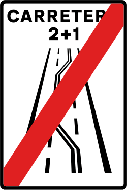 S-2c - End of 2+1 Road road sign