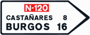 S-300 - Towns on a conventional road route road sign