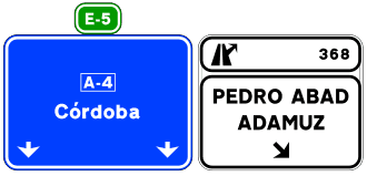 S-352a - Immediate Exit Sign above the Carriageway on a Motorway or Dual Carriageway toward a Conventional or Multi-lane Road and the Current Direction road sign