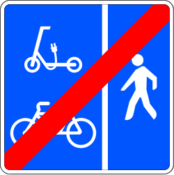 S-44 - End of path for pedestrians, bicycles and personal mobility devices road sign