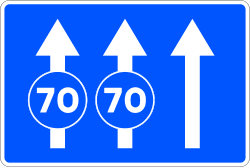 S-50e - Lanes Reserved According to the Signed Speed road sign