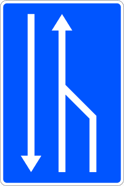 S-52a - End of Designated Traffic Lane road sign