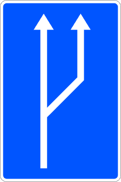 S-53 - Transition from One to Two Traffic Lanes road sign