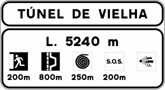 S-530 - Tunnel Location Sign on a Conventional or Multi-lane Road with Safety Facility Information road sign