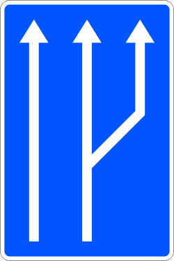 S-53b - Transition from Two to Three Traffic Lanes road sign