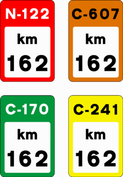S-572 - Kilometer marker on conventional road road sign
