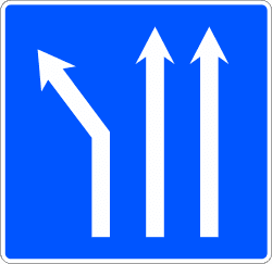 S-61a - Left Fork on a Three-lane Roadway road sign