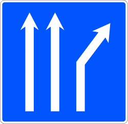 S-61b - Right Fork on a Three-lane Roadway road sign