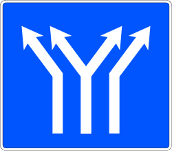S-63b - Fork on a Three-lane Roadway road sign