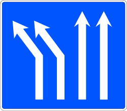 S-63c - Two-lane Left Fork on a Four-lane Roadway road sign