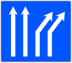 S-63d - Two-lane Right Fork on a Four-lane Roadway road sign