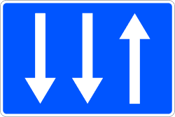 S-68 - Road Section with One Lane in Your Direction and Two in the Opposite Direction road sign