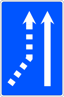 S-70a - Confluencia de un lane por la izquierda en roadway de un lane road sign