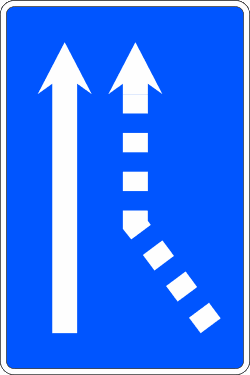 S-70b - Confluencia de un lane por la derecha en roadway de un lane road sign