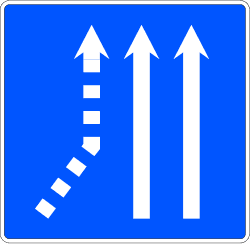 S-71a - Confluencia de un lane por la izquierda en roadway de dos lanes road sign