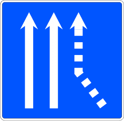 S-71b - Confluencia de un lane por la derecha en roadway de dos lanes road sign