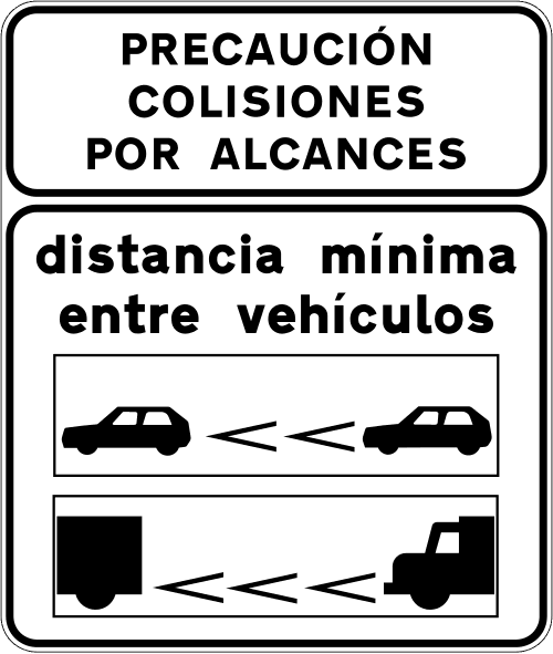 S-992b - Minimum Distance between Vehicles inside a Tunnel on a Conventional or Multi-lane Road road sign