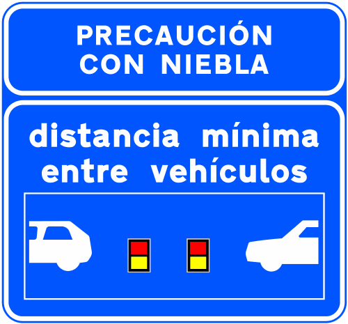 S-992e - Minimum Distance between Vehicles Indicated by Light Beacons road sign