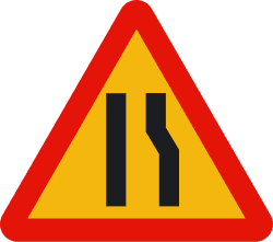 TP-17a - Road narrows on the right road sign