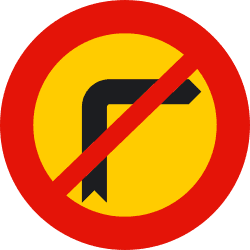 TR-302 - No right turn road sign