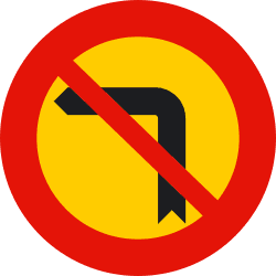 TR-303 - No left turn road sign