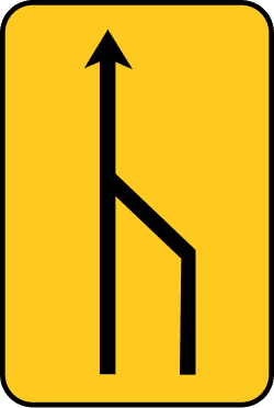 TS-54 - Convergence of one lane on the right (from 2 to 1) road sign